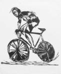 Cynthia Araya - Ciclista - Grabado Xilografia