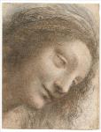 Moving-art - Leonardo da Vinci - The Head of the Virgin - Drawing - Chalk Charcoal - The Metropolitan Museum of Art 